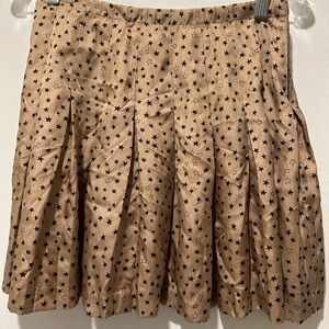 Sea New York Sea Star Print Mini Skirt Gold w Black Stars Size 4 100% Silk